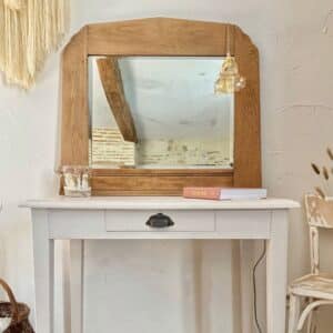 miroir biseauté large cadre en bois